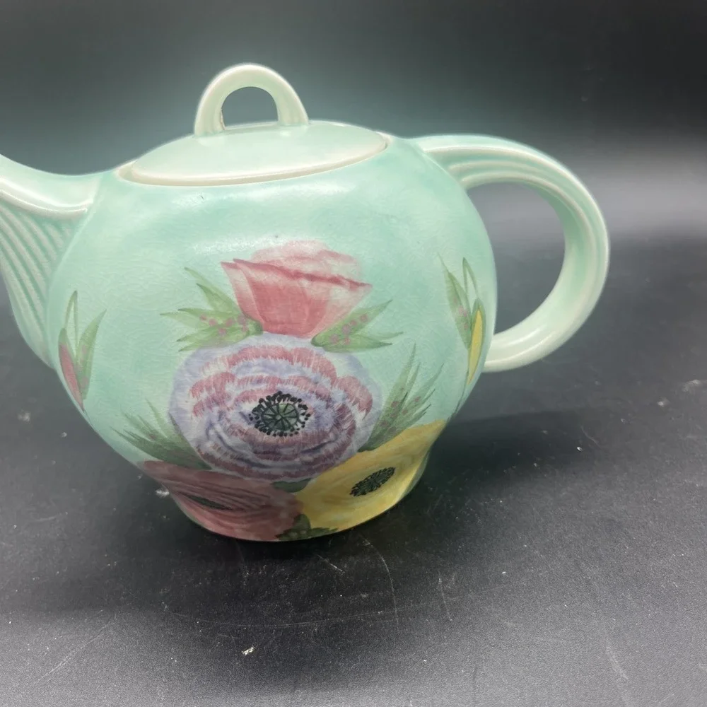 Vintage E Radford Pottery Hand Painted Floral Teapot England Art Deco Shape 340 - Picture 10 of 16